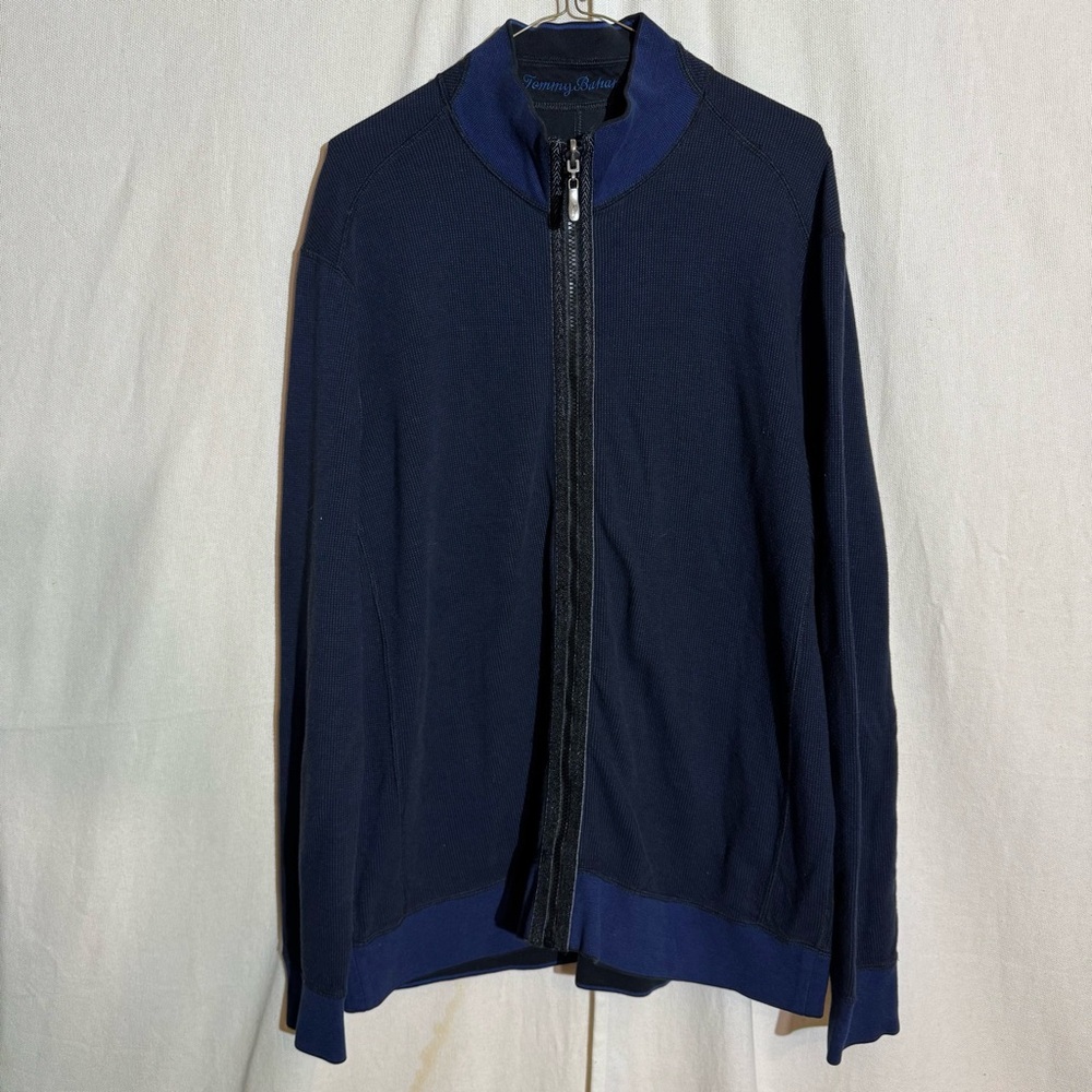Tommy bahama // dark blue, black reversible zip up men’s jacket size large ap2
